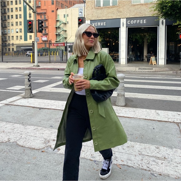 Finders keepers olive green faux leather jacket - Picture 1 of 6